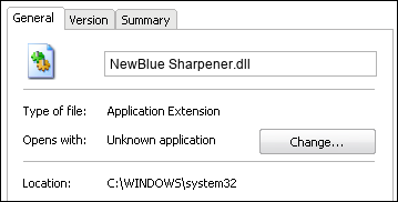 NewBlue Sharpener.dll properties